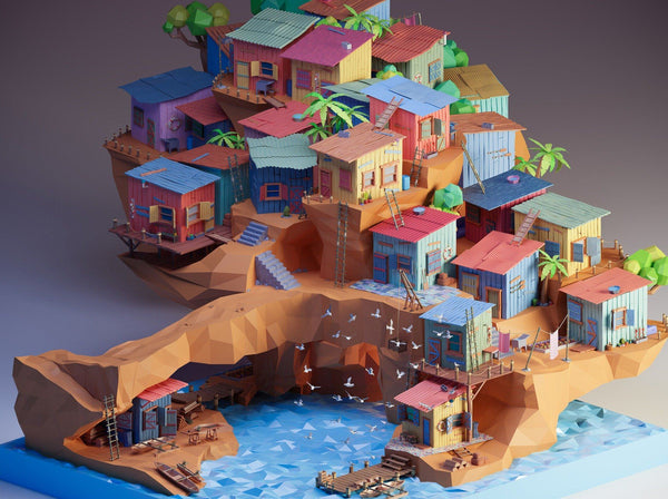 Create Detailed and Colorful Low Poly Isometric Art Digital Art Angelo Fernandes 