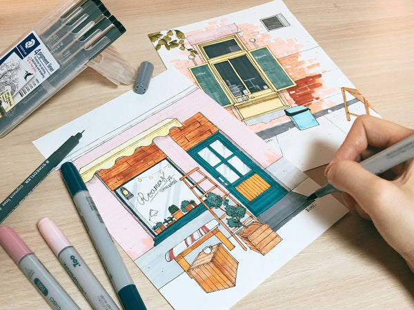 Travel & Lifestyle Illustrations - Learn Marker & Pen Drawing Illustration 리니 2차 